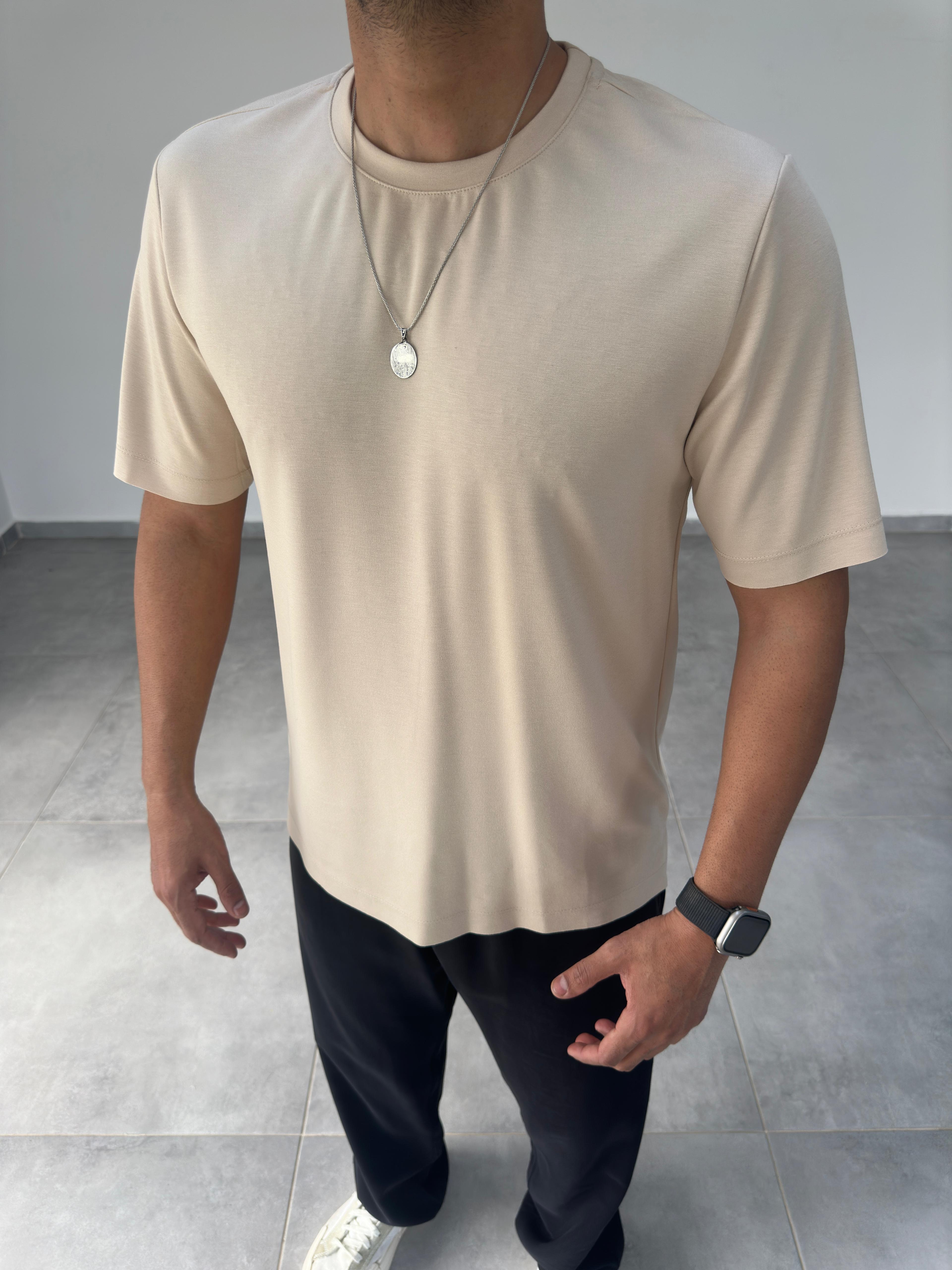 Bej Renk Oysho Kumaş Basic T-shirt