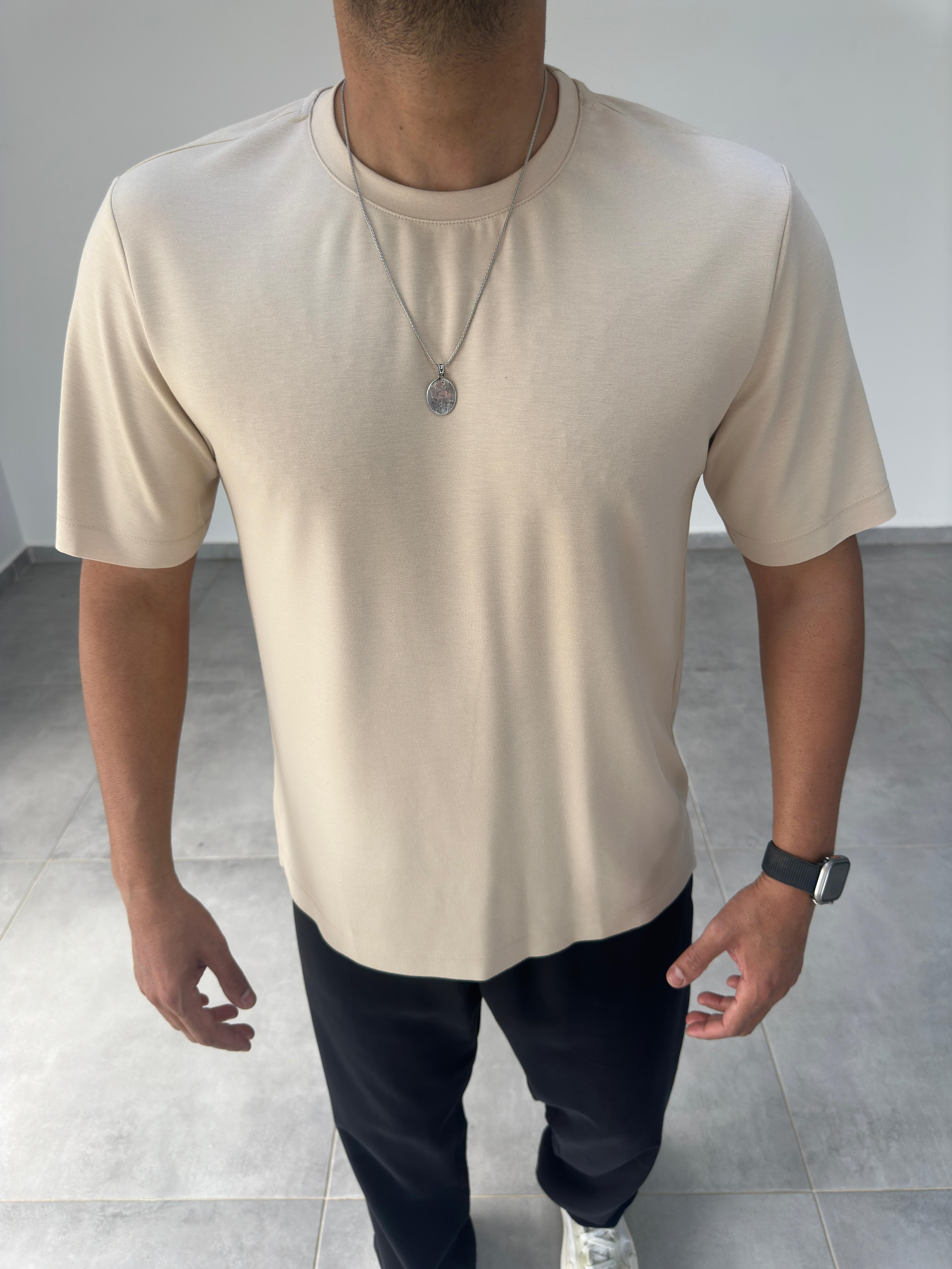 Bej Renk Oysho Kumaş Basic T-shirt