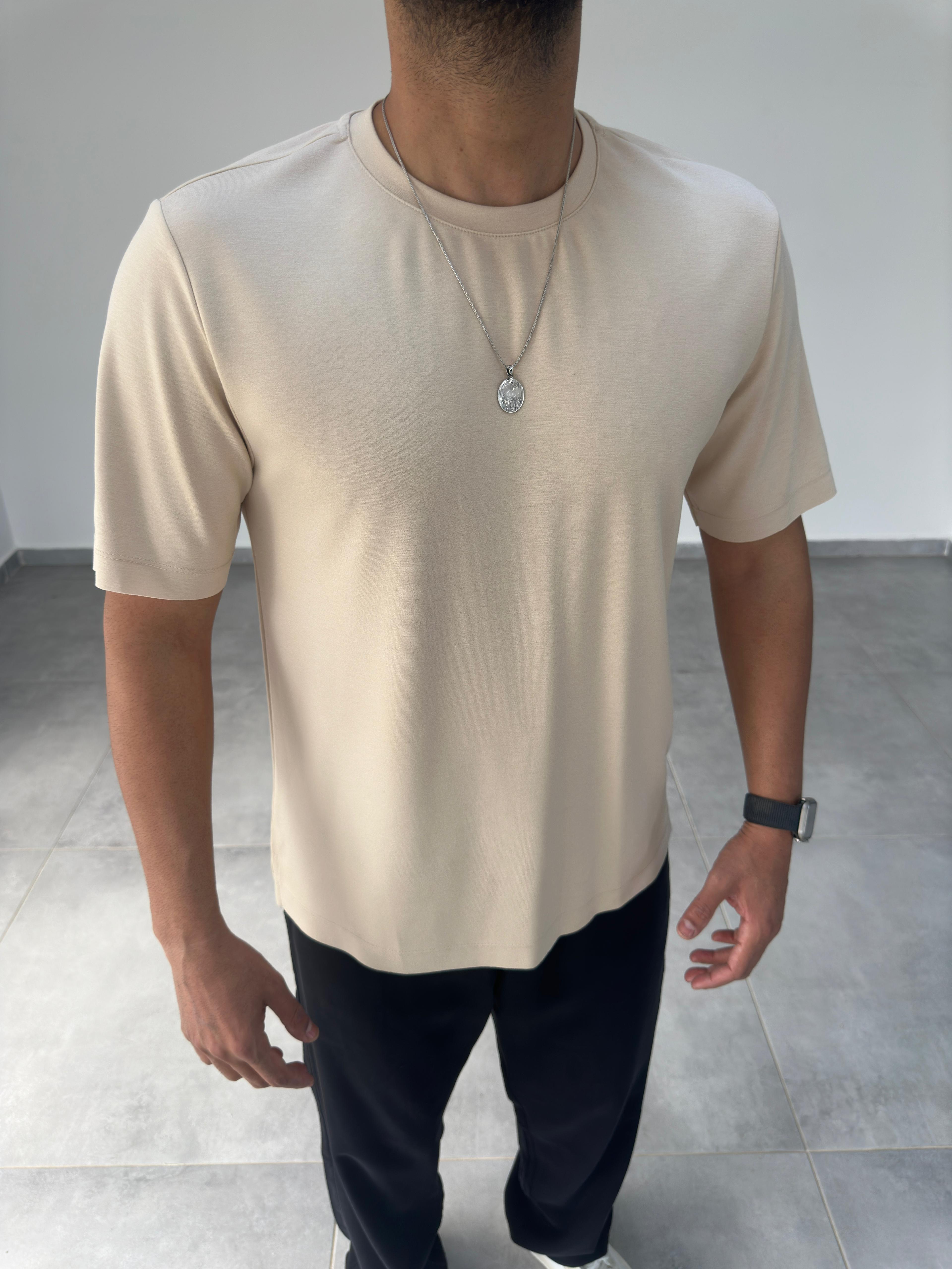Bej Renk Oysho Kumaş Basic T-shirt