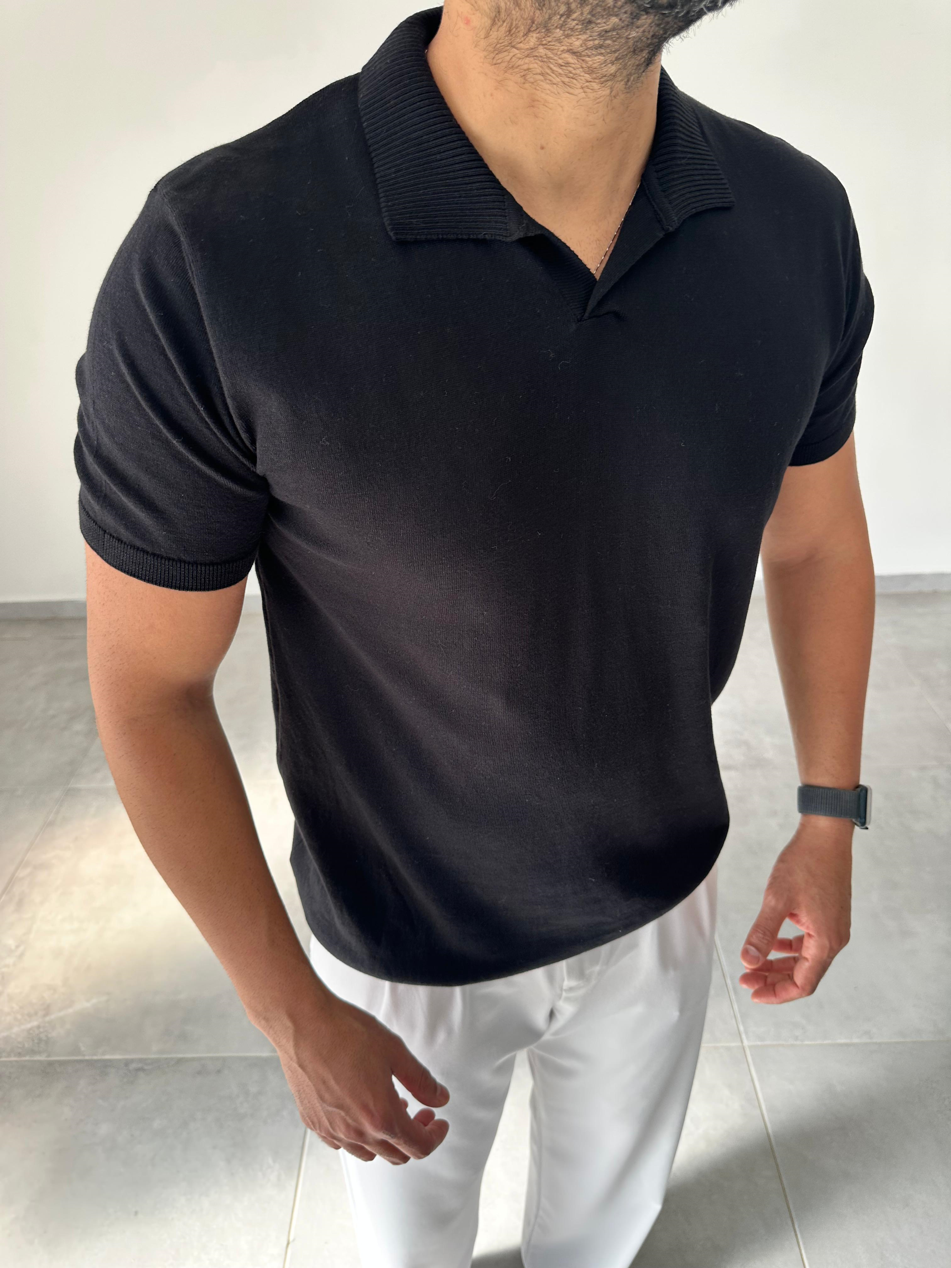 Polo Yaka Siyah Renk Triko T-Shirt