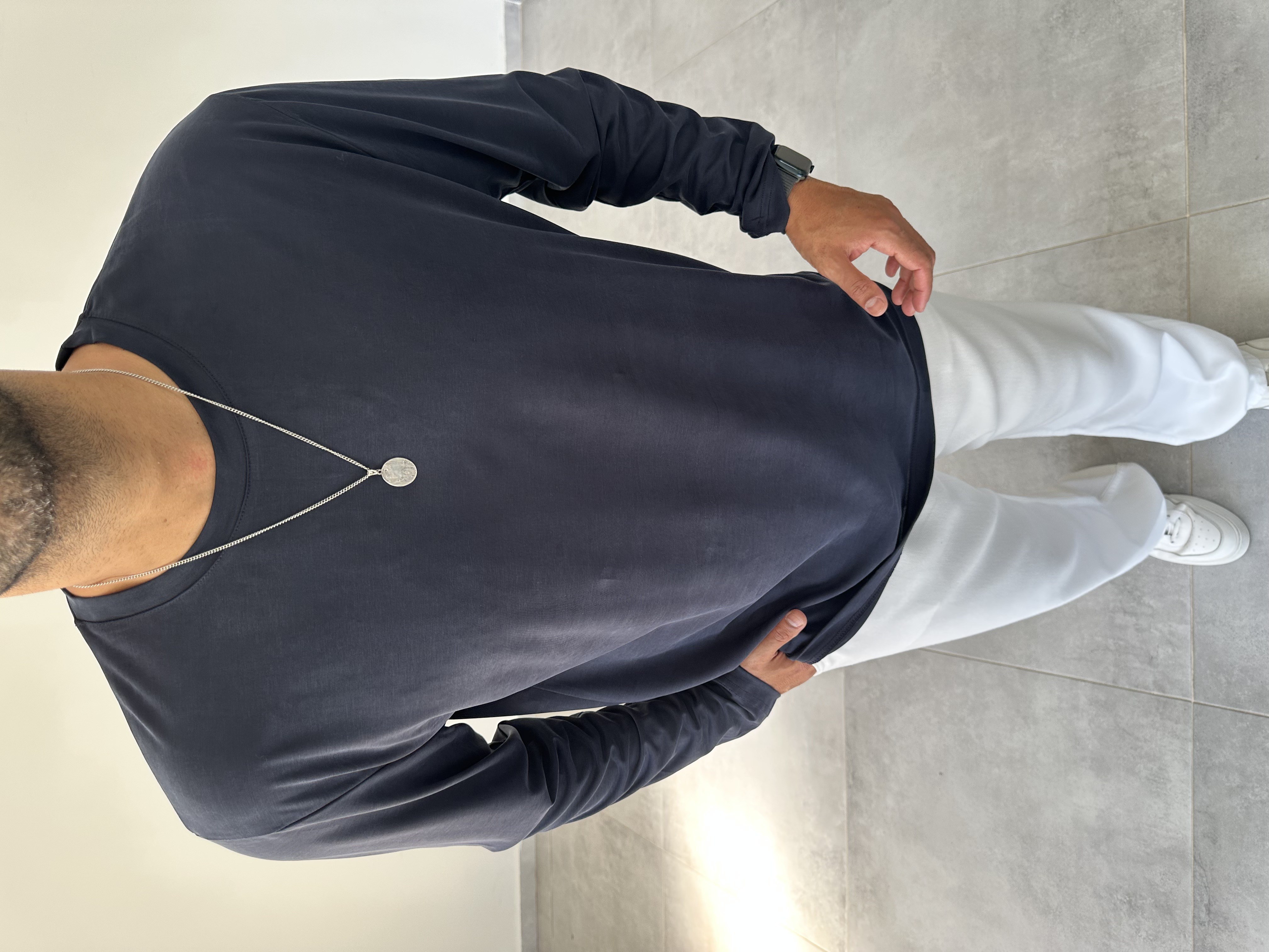 Lacivert Renk Modal Kumaş Basic Sweatshirt