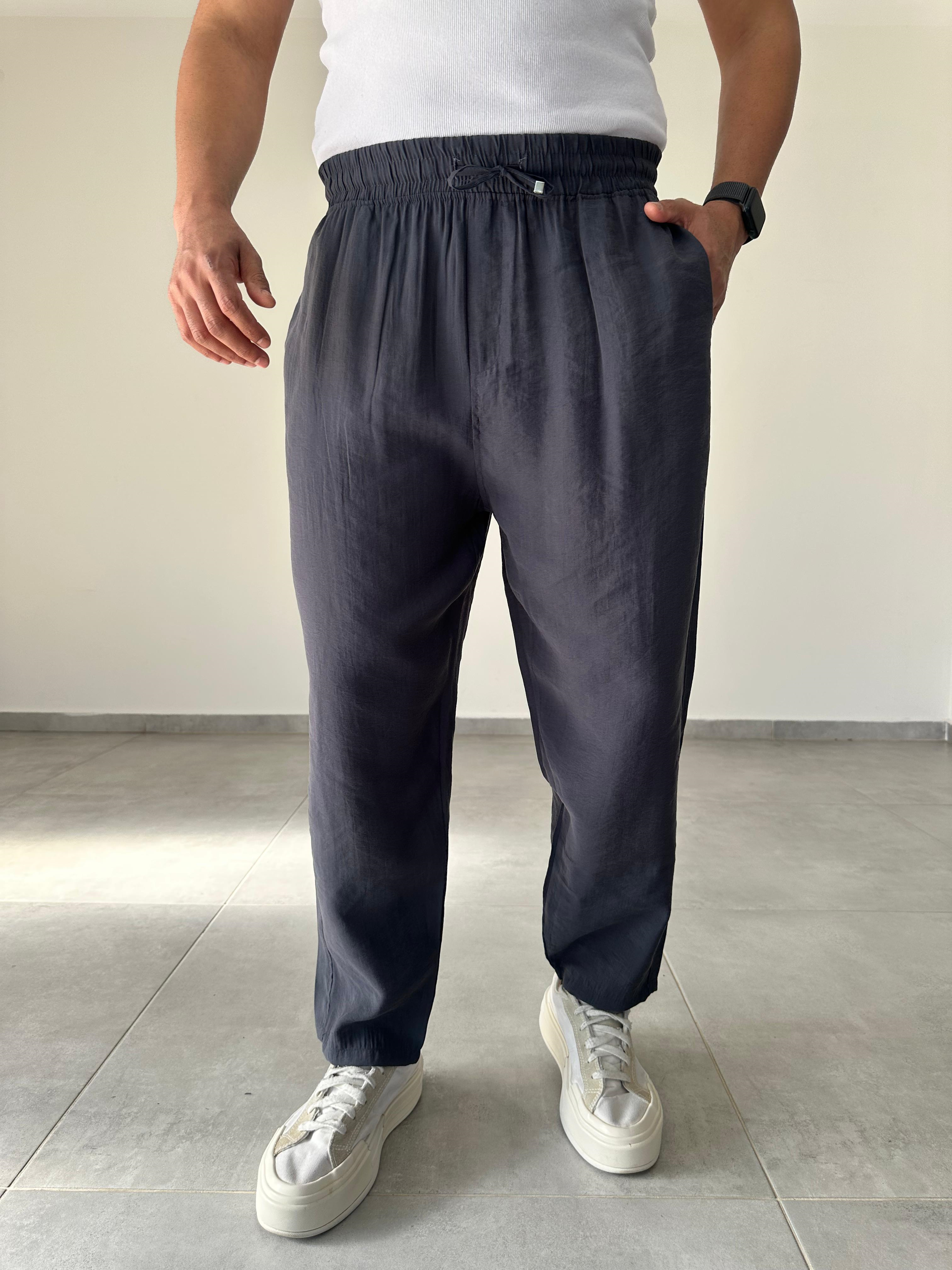Tensel Kumaş Füme Renk Boyfriend Rahat Kesim İnce Jogger