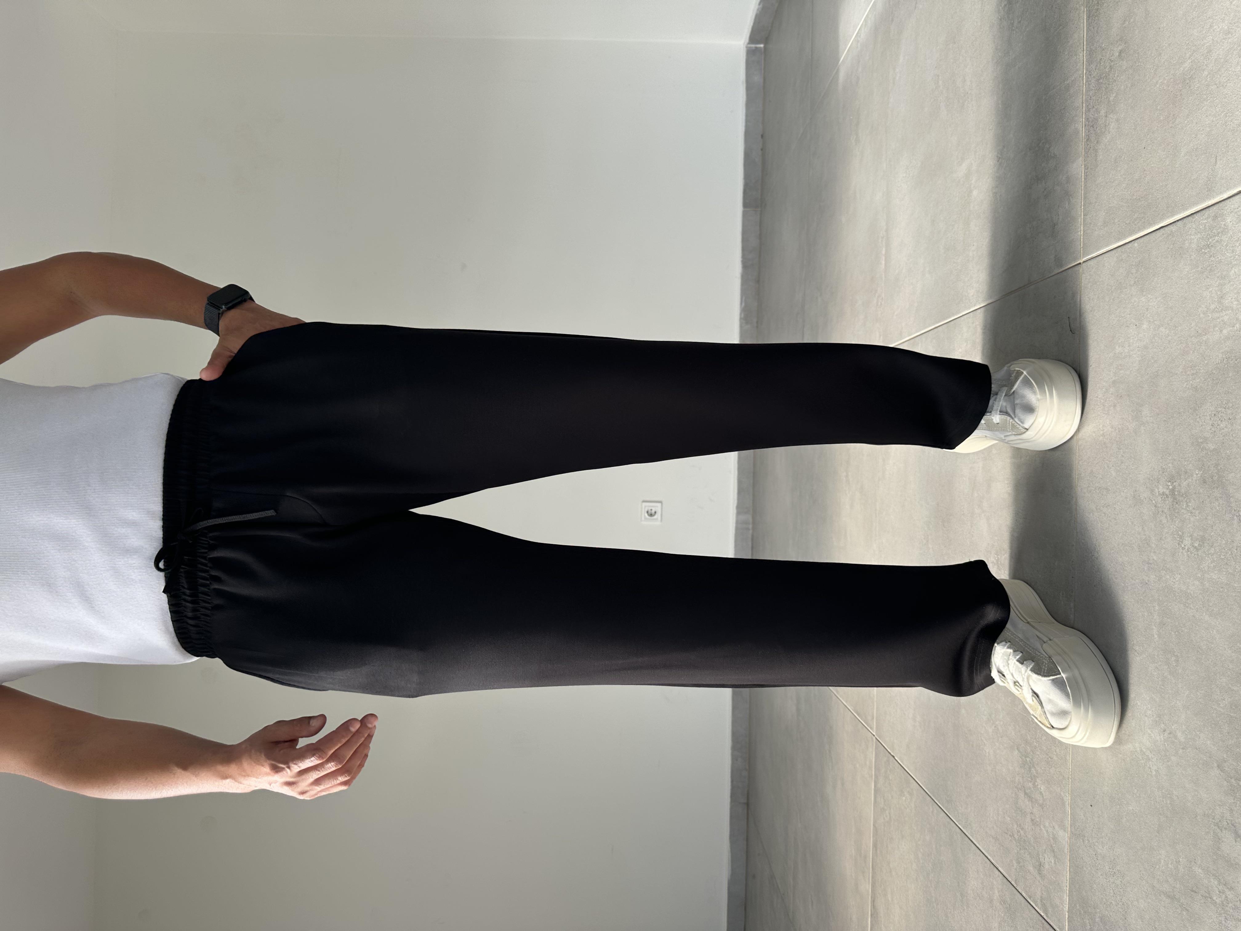 Siyah Renk Modal Kumaş Basic Baggy Pantolon