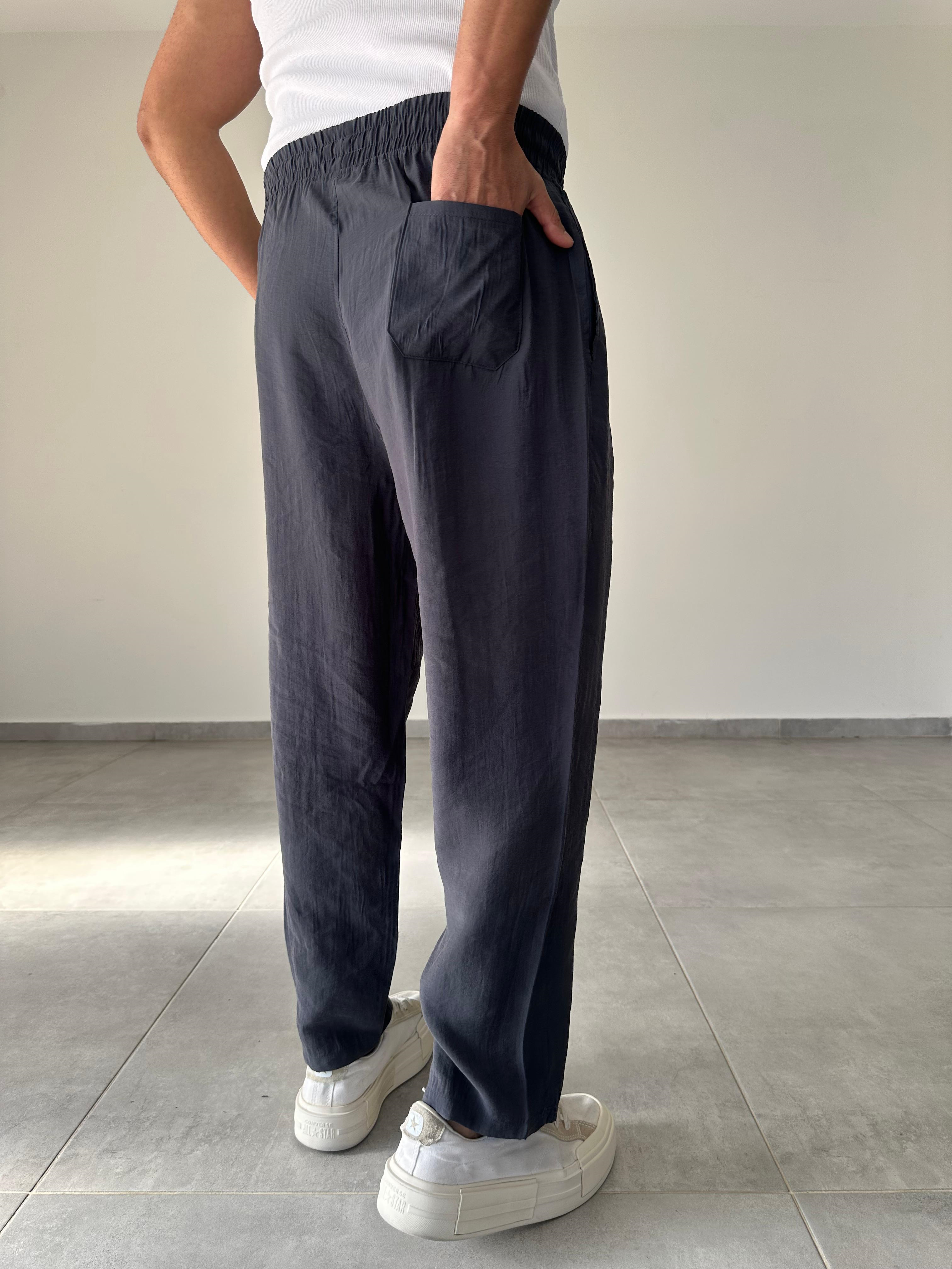 Tensel Kumaş Füme Renk Boyfriend Rahat Kesim İnce Jogger