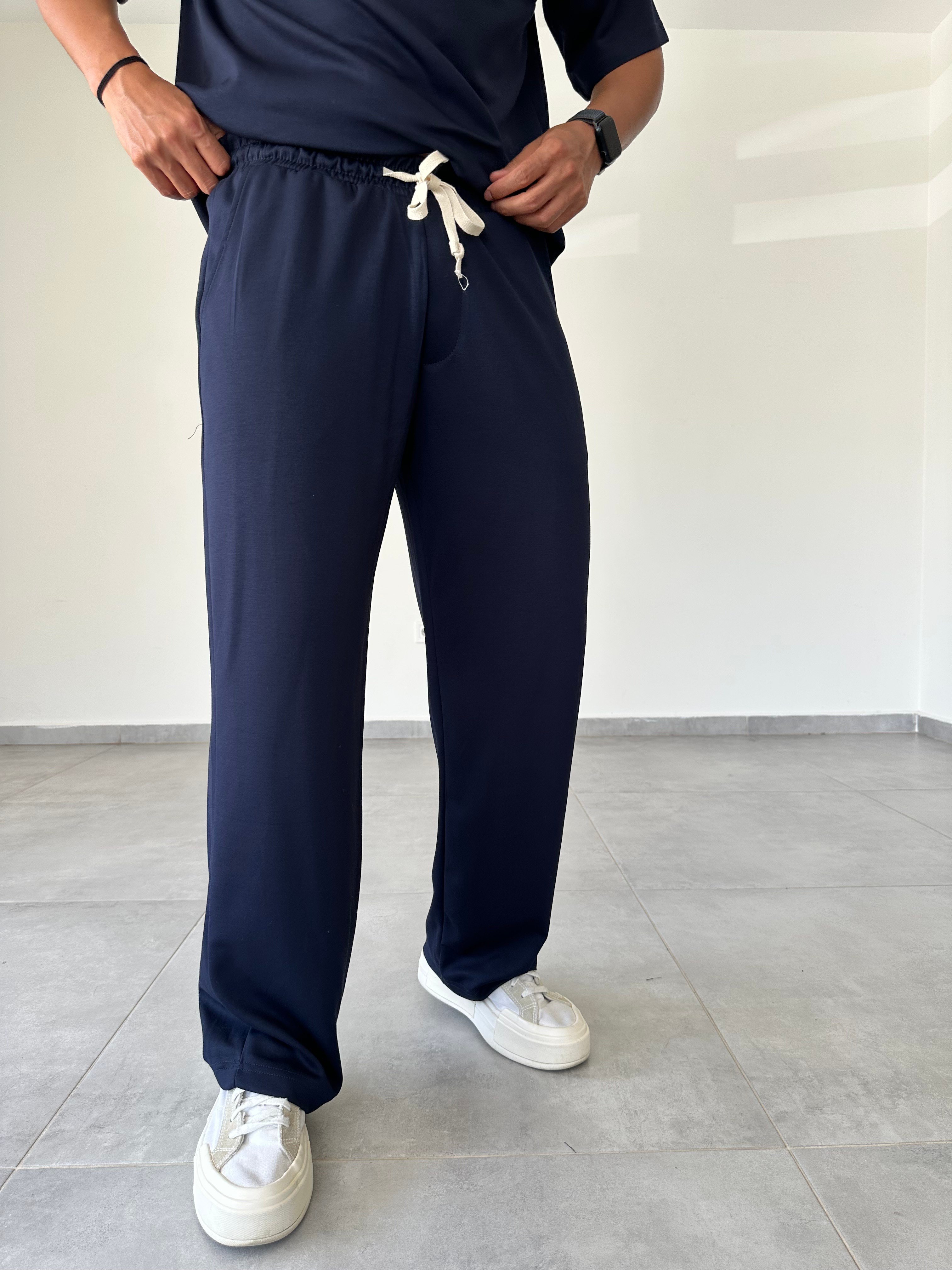 Lacivert Renk Modal Kumaş Rahat Kesim Baggy Pantolon
