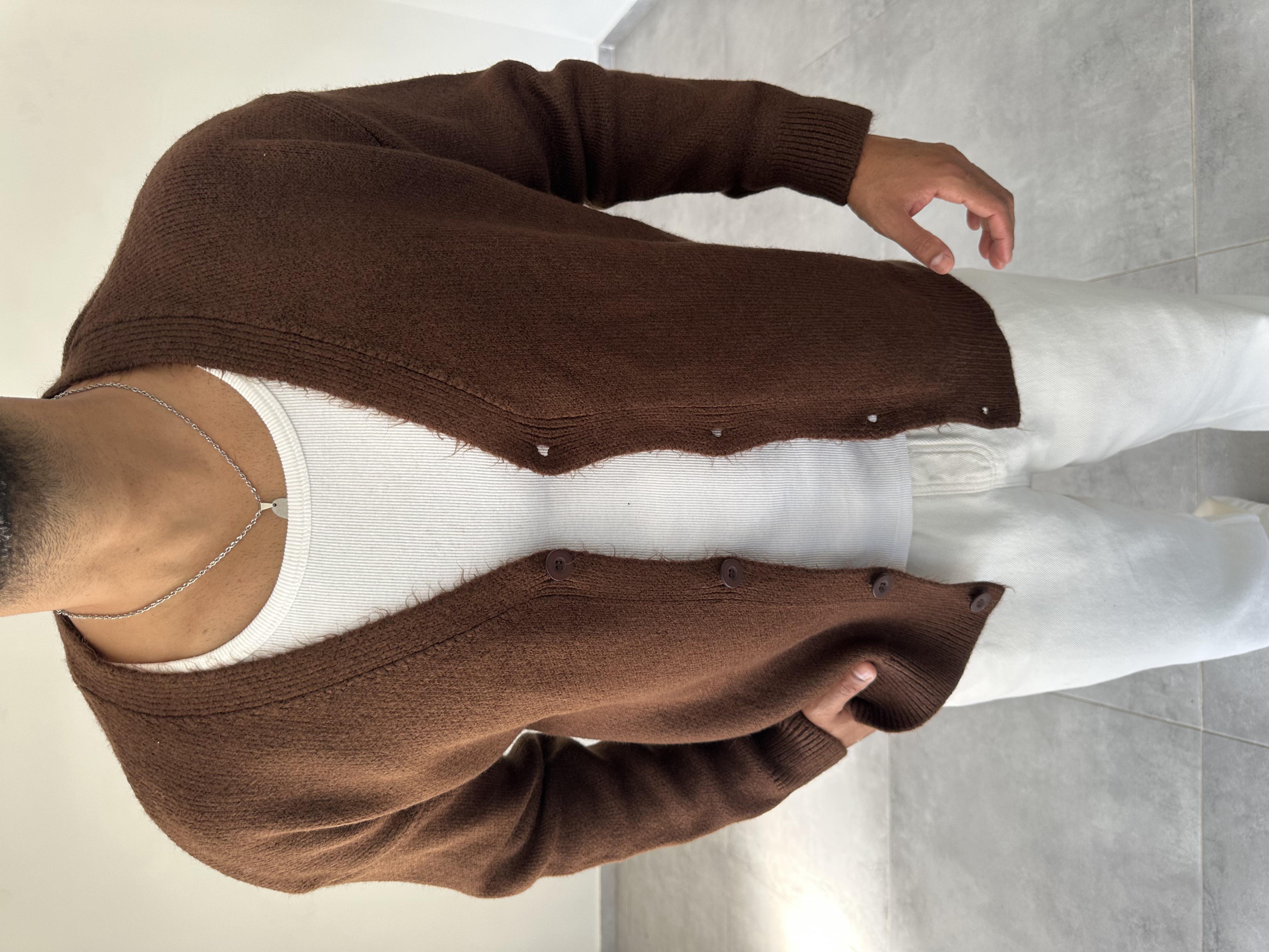 Kahve Renk Örme Basic Oversize Hırka