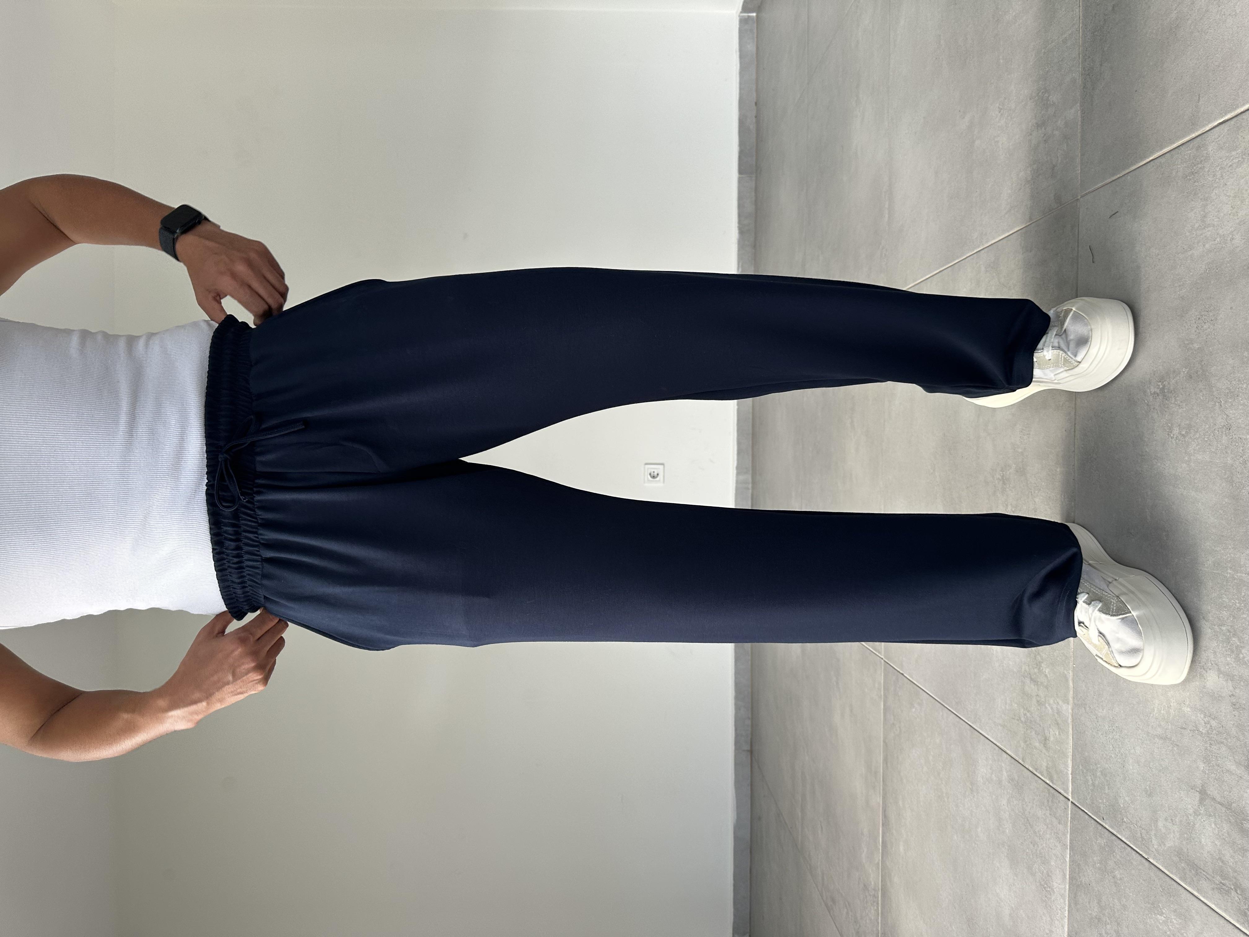 Lacivert Renk Modal Kumaş Basic Baggy Pantolon
