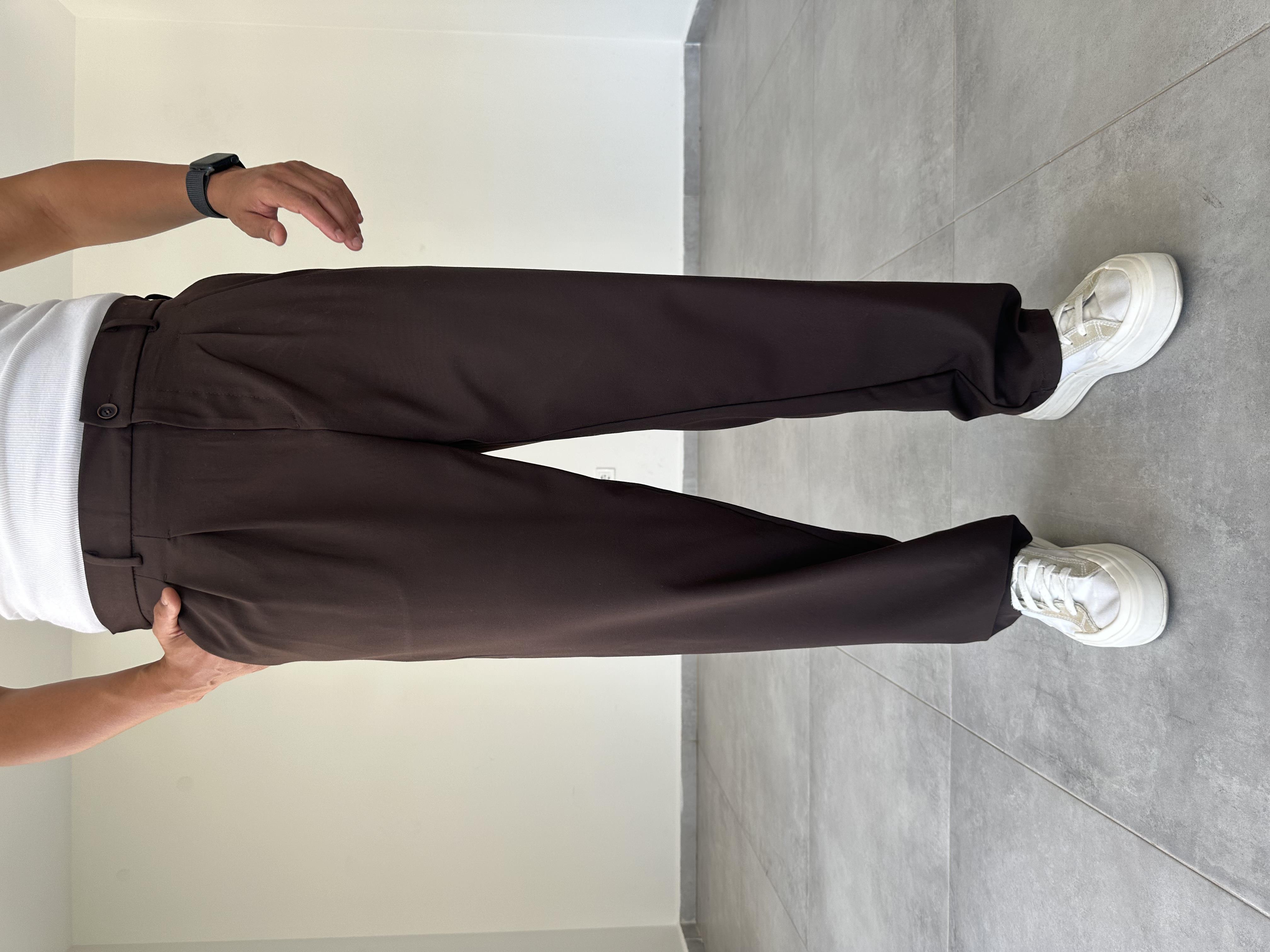 Kahve Renk Basic Baggy Kumaş Pantolon