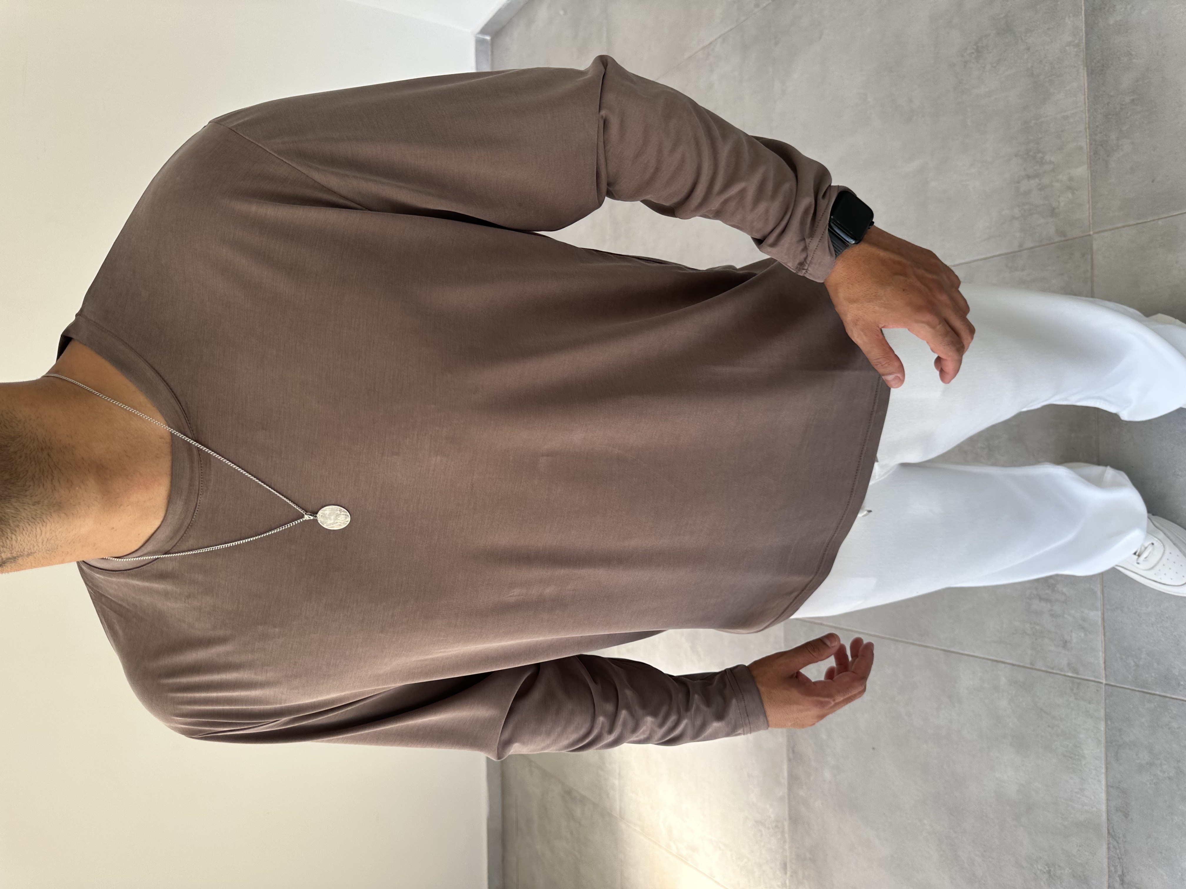 Kahve Renk Modal Kumaş Basic Sweatshirt