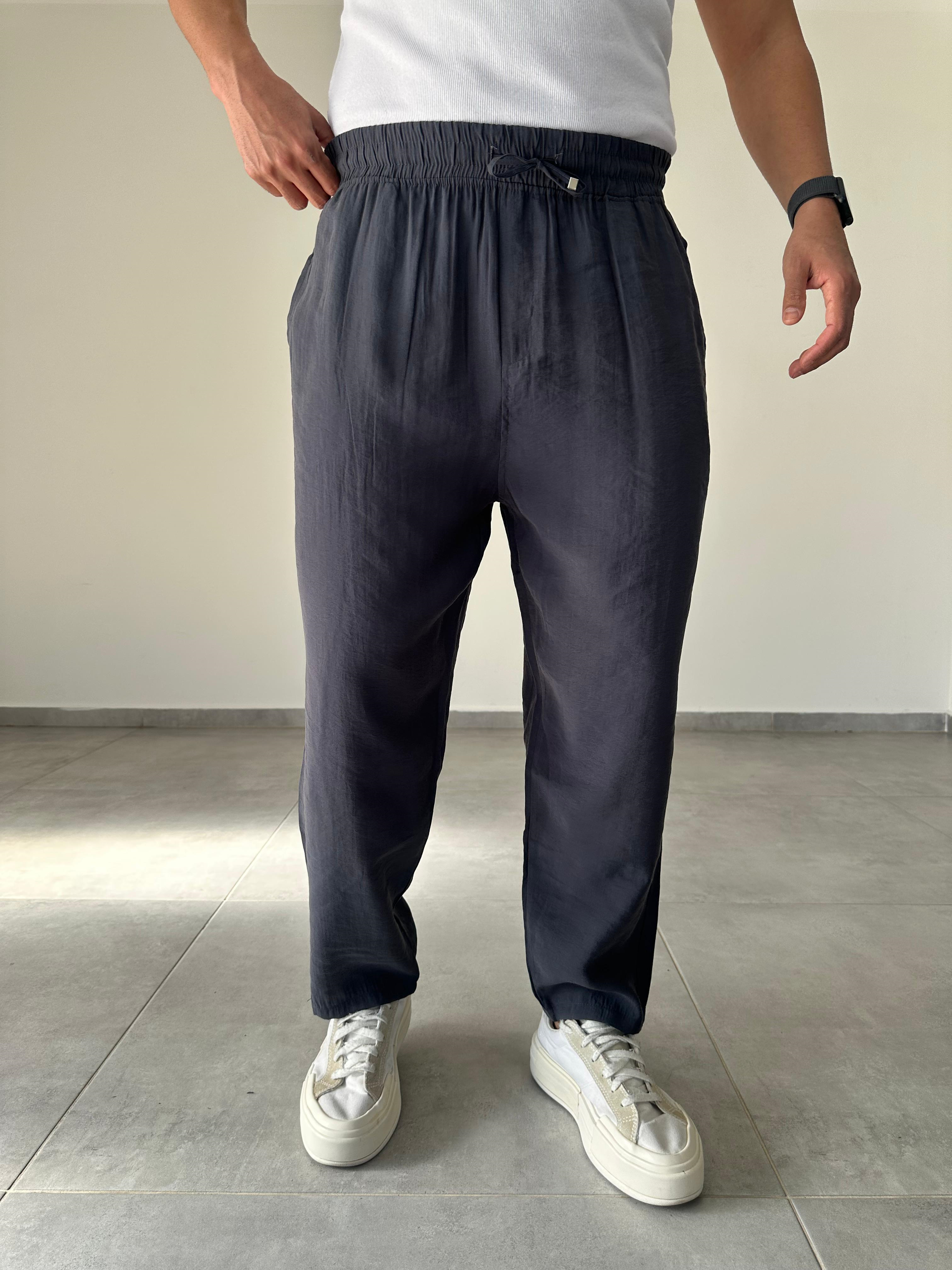 Tensel Kumaş Füme Renk Boyfriend Rahat Kesim İnce Jogger