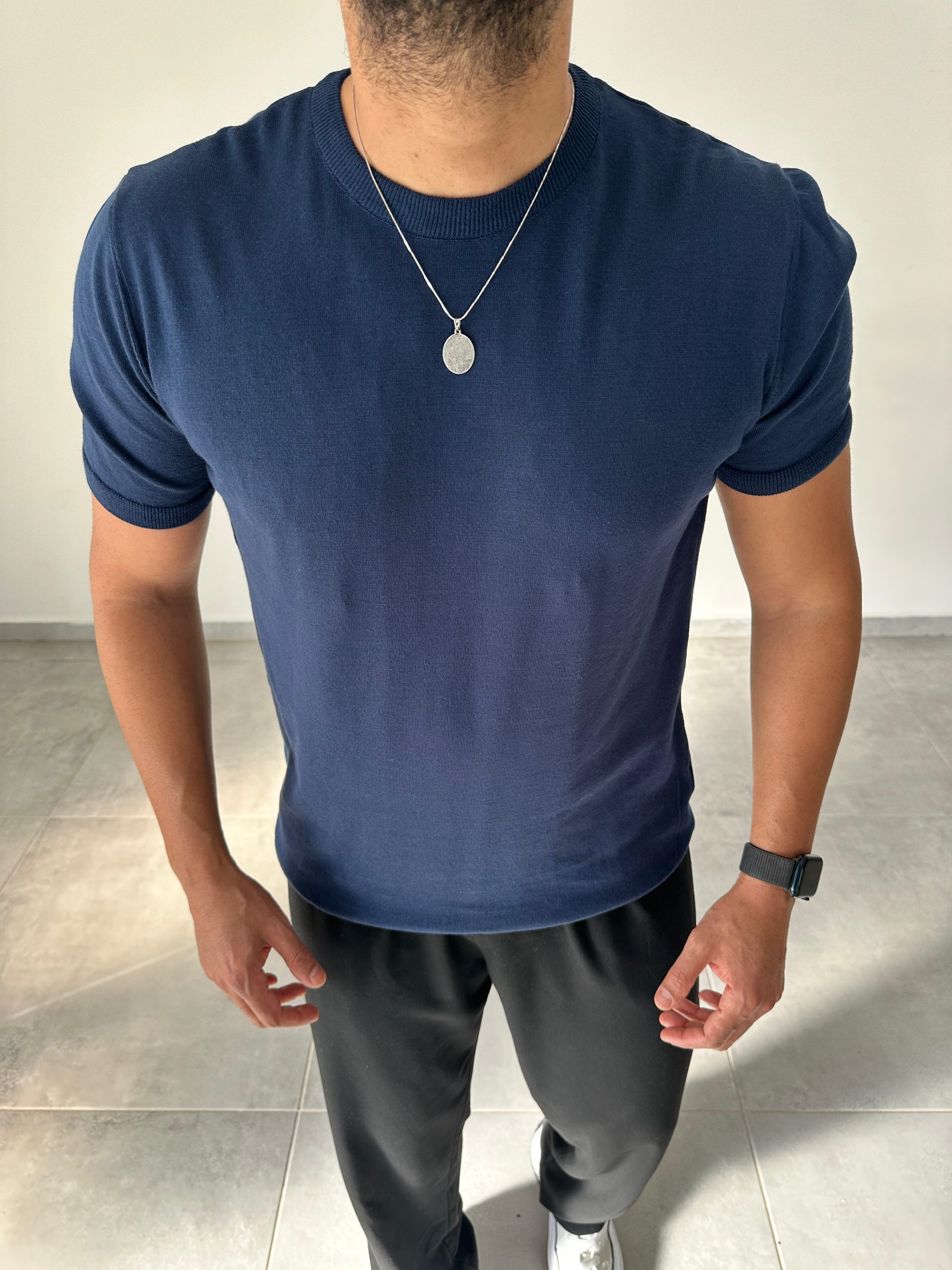 Lacivert Renk Premium Kalite Basic Triko T-Shirt