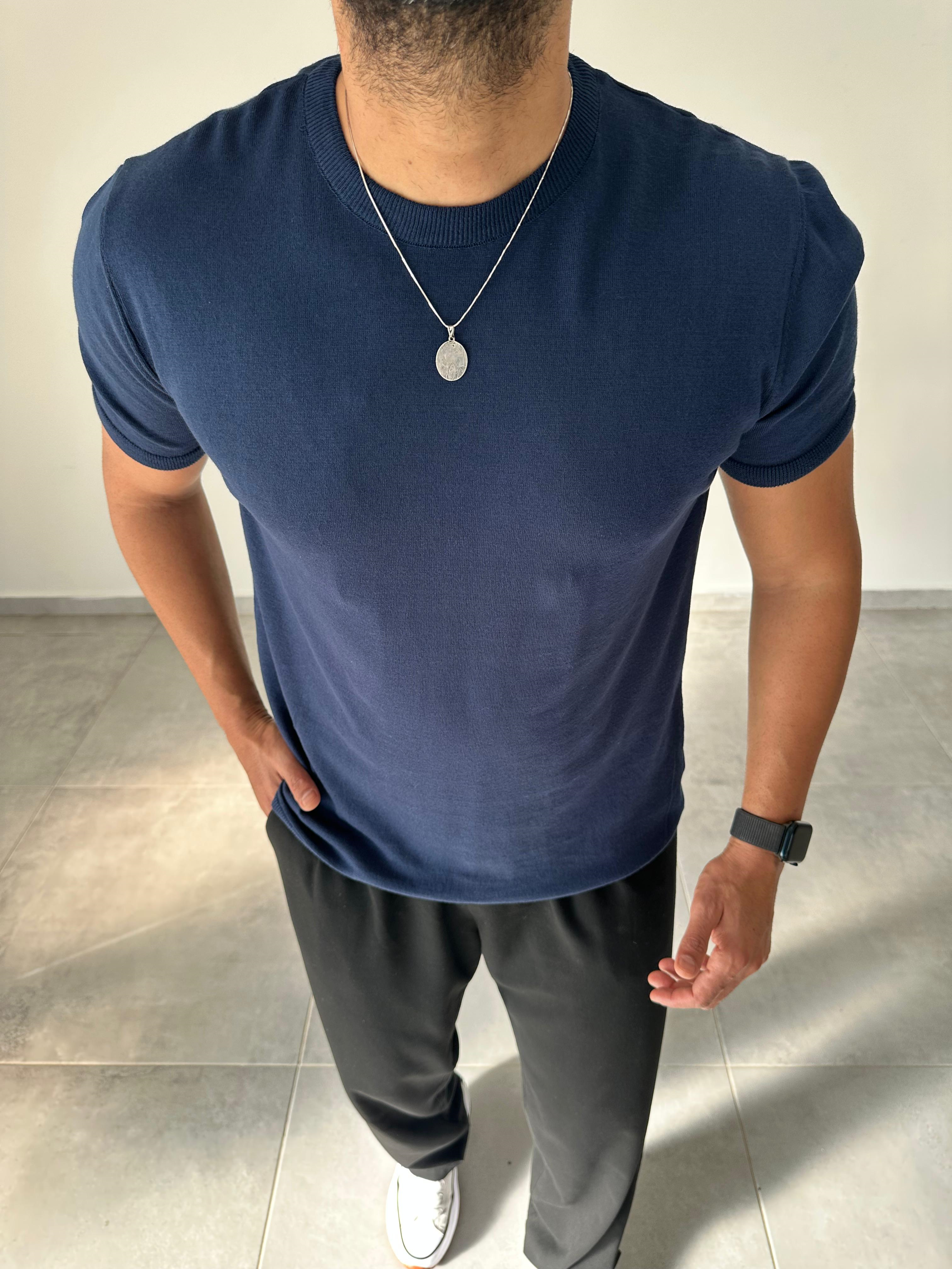Lacivert Renk Premium Kalite Basic Triko T-Shirt