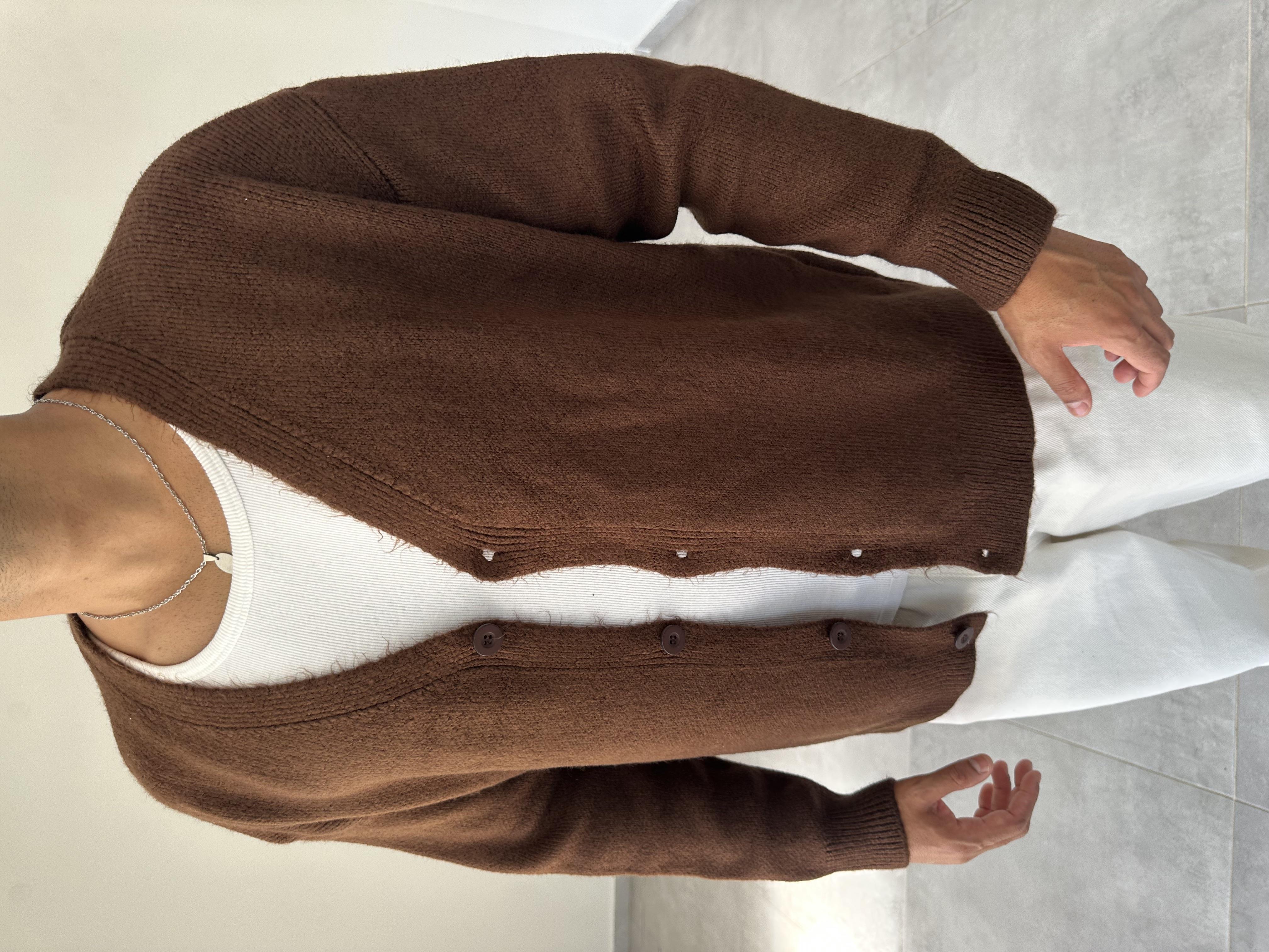 Kahve Renk Örme Basic Oversize Hırka