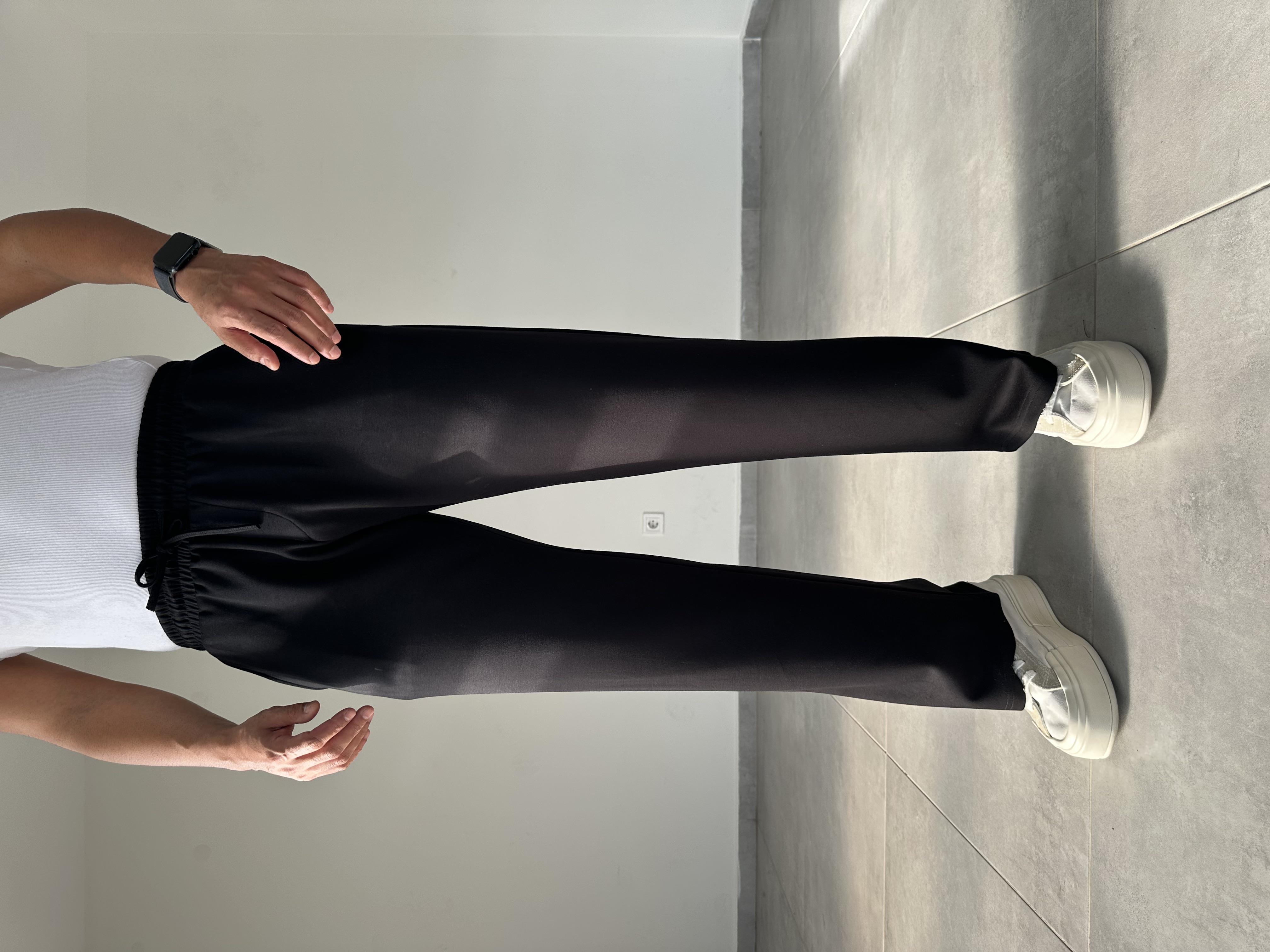 Siyah Renk Modal Kumaş Basic Baggy Pantolon