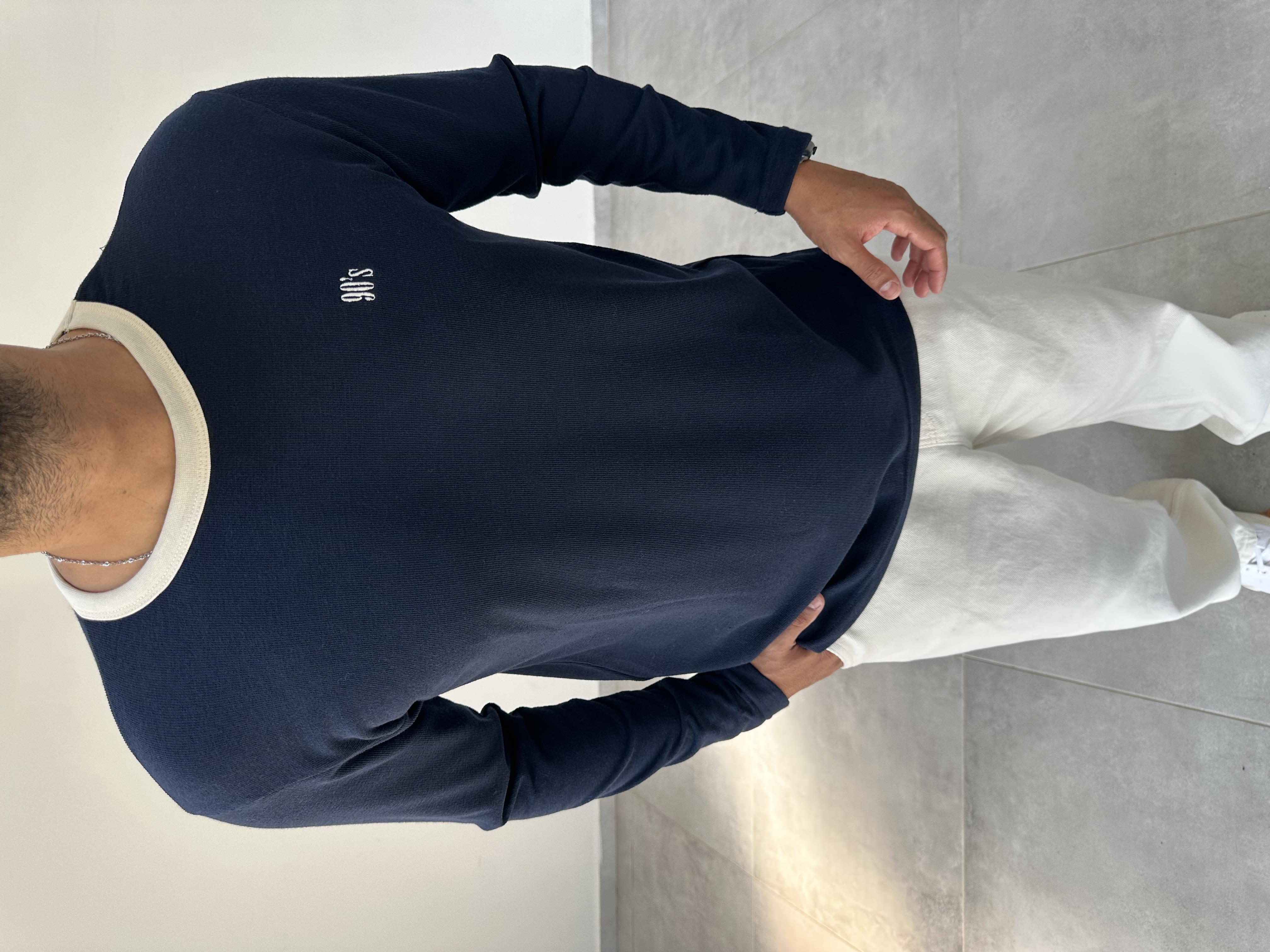 90s Nakış Detaylı Lacivert Renk Retro Sweatshirt