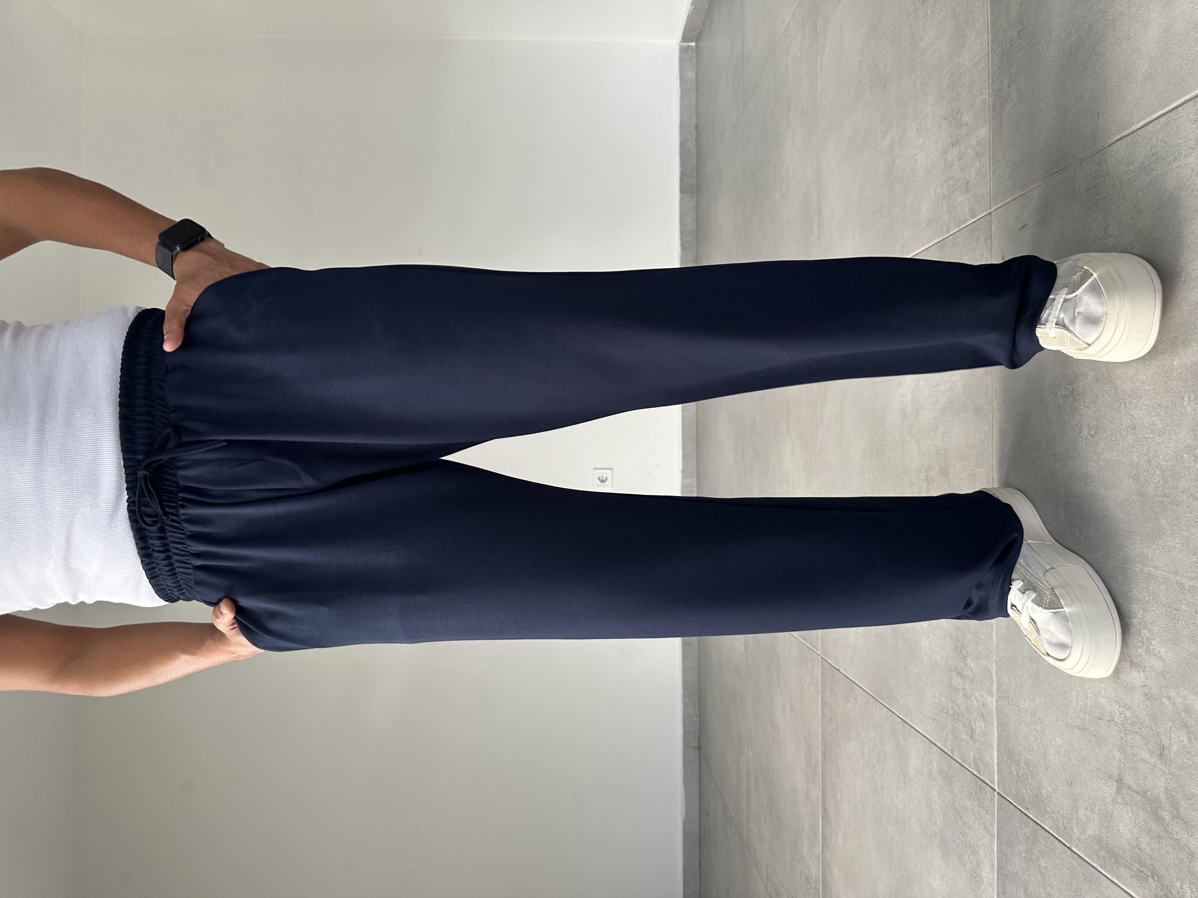 Lacivert Renk Modal Kumaş Basic Baggy Pantolon