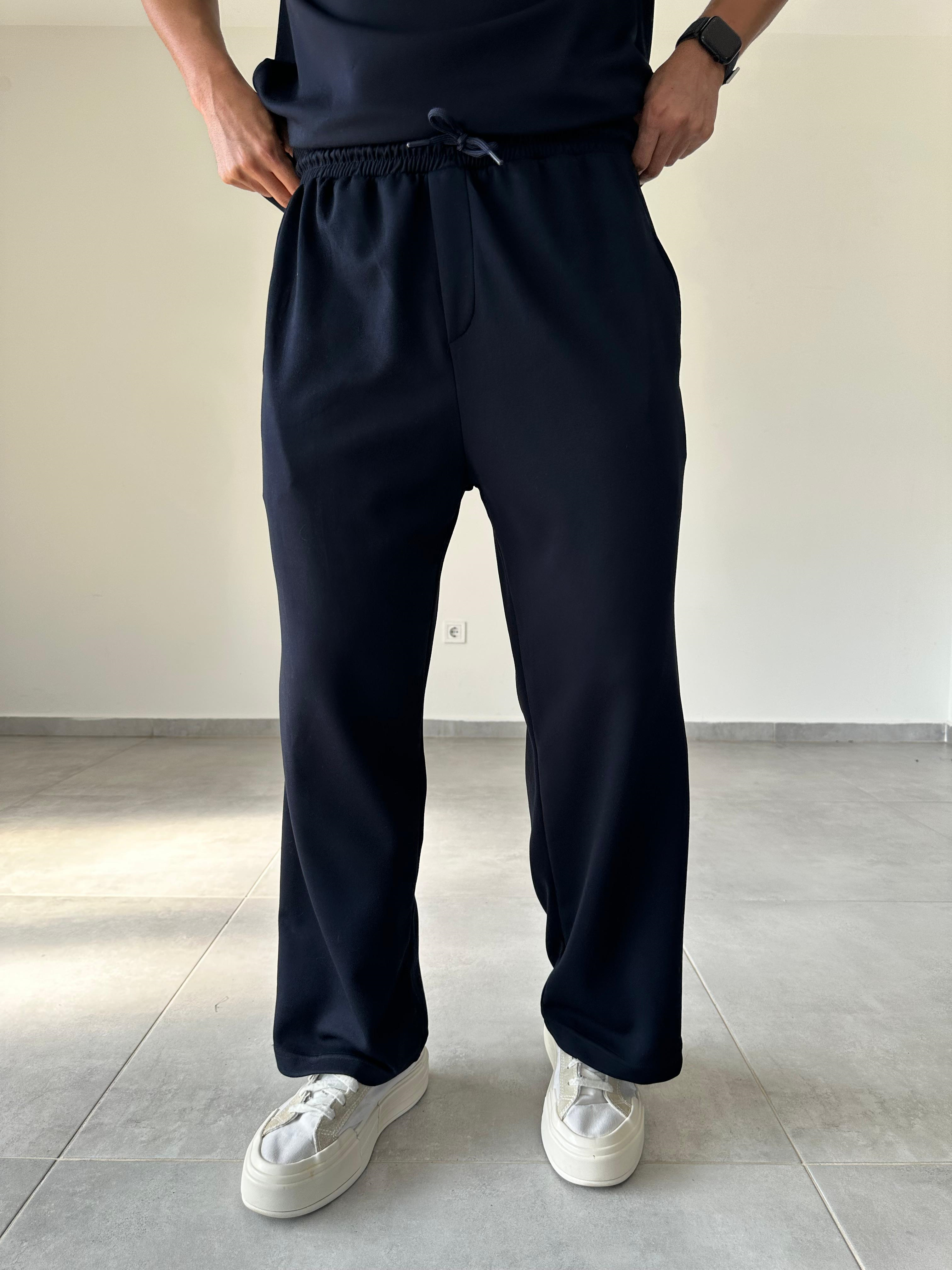 Modal Kumaş Lacivert Renk Rahat Kesim Baggy Pantolon