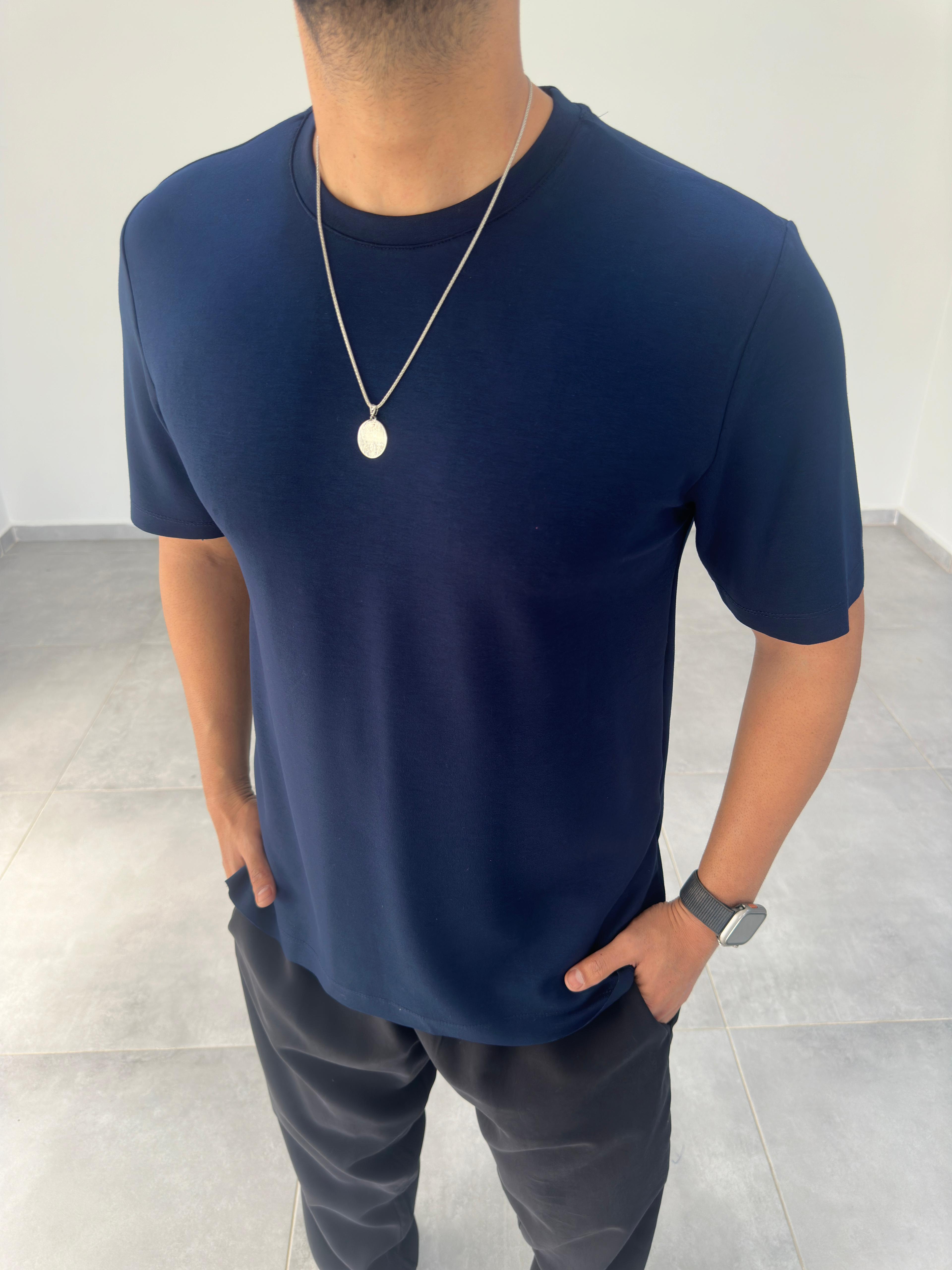 Lacivert Renk Oysho Kumaş Basic T-shirt