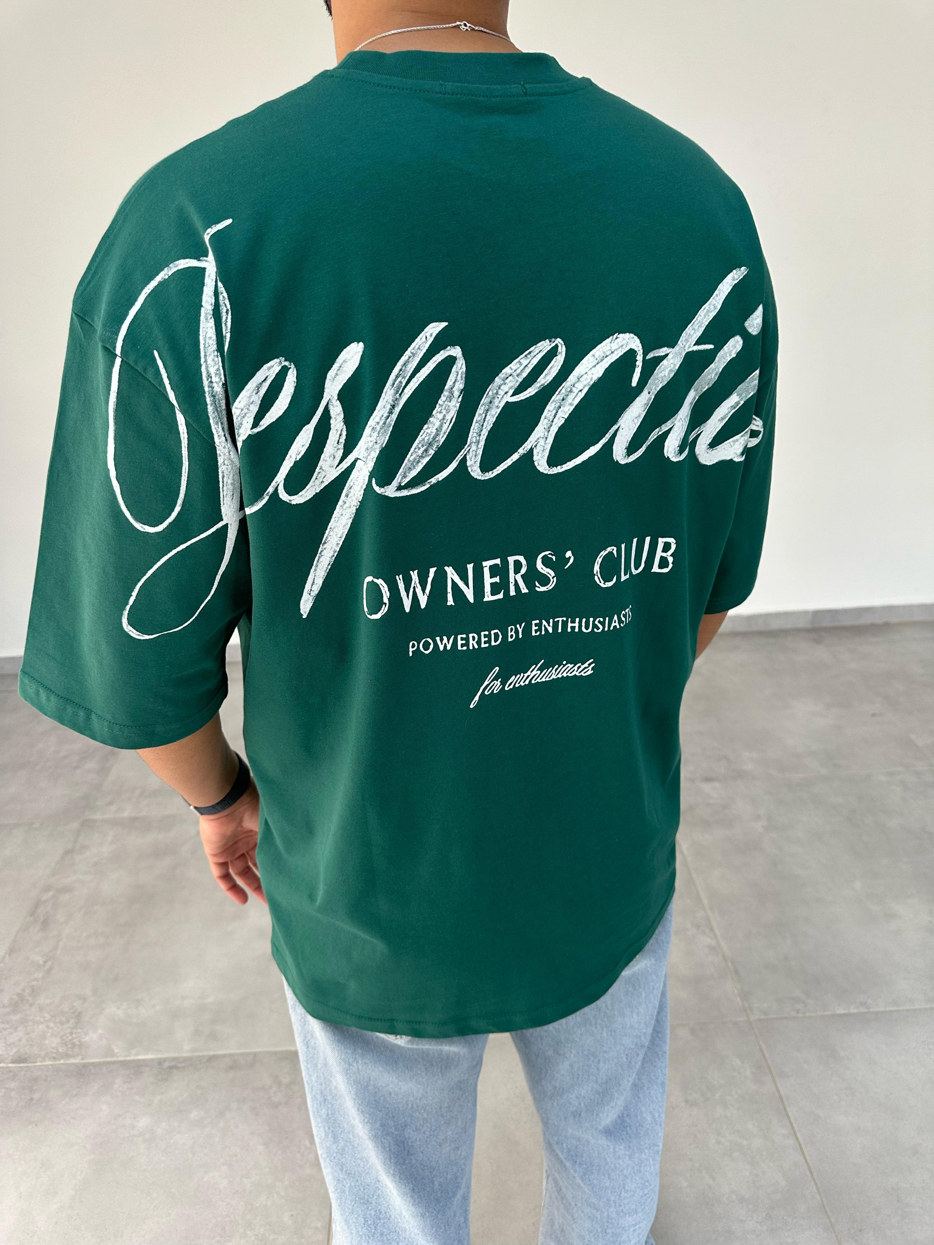 Nefti Yeşili Respective Baskılı Oversize T-Shirt