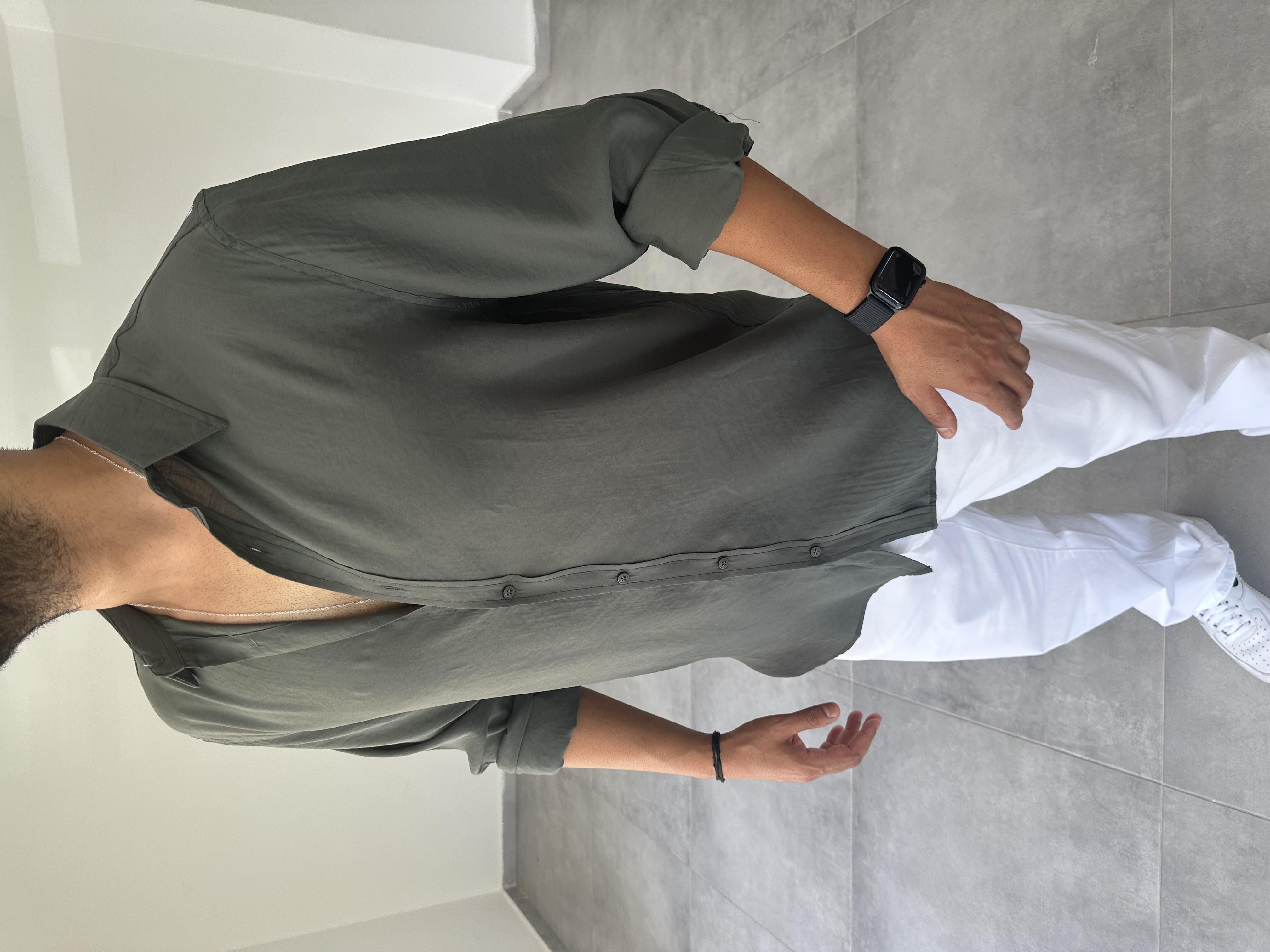 Pastel Yeşil Renk Tensel Kumaş Oversize Gömlek