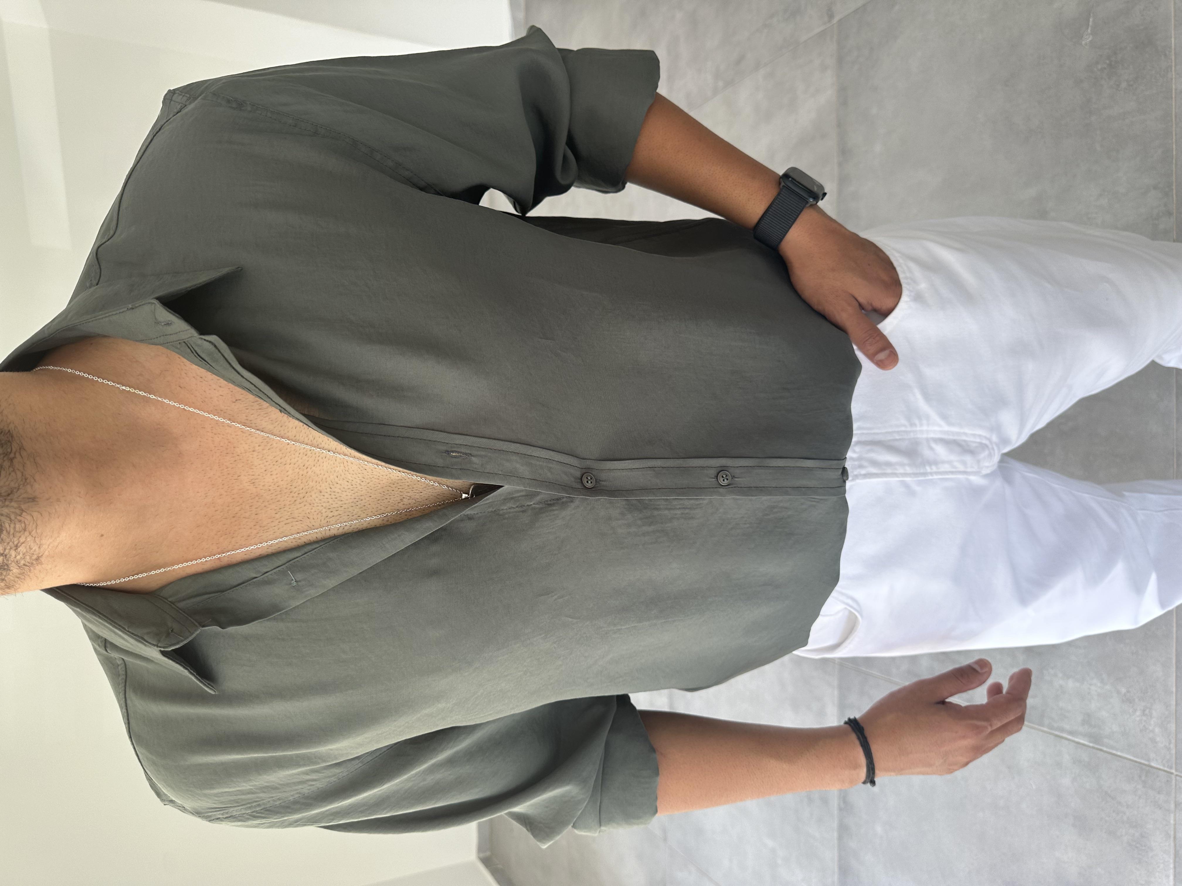 Pastel Yeşil Renk Tensel Kumaş Oversize Gömlek