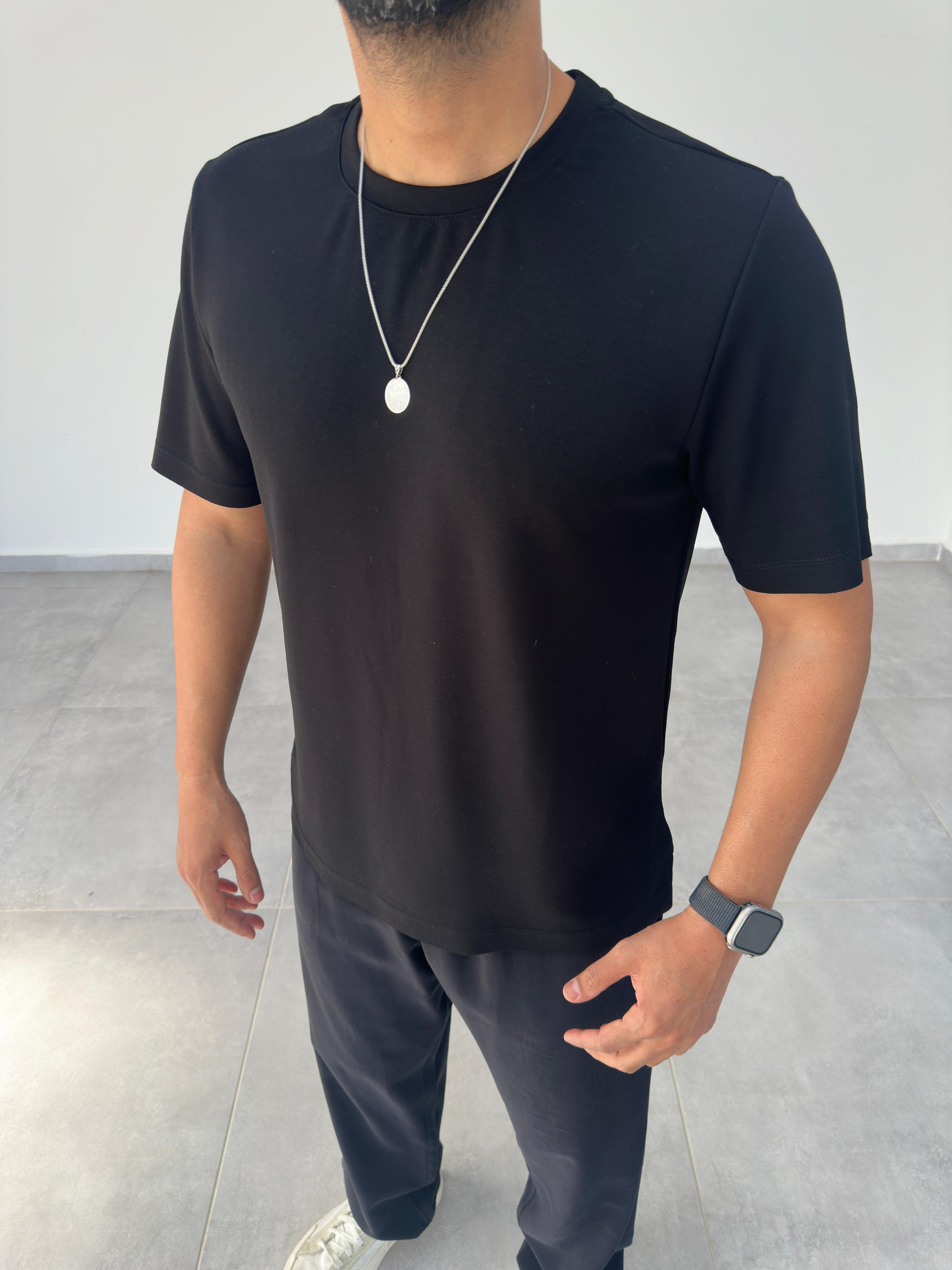 Siyah Renk Oysho Kumaş Basic T-shirt