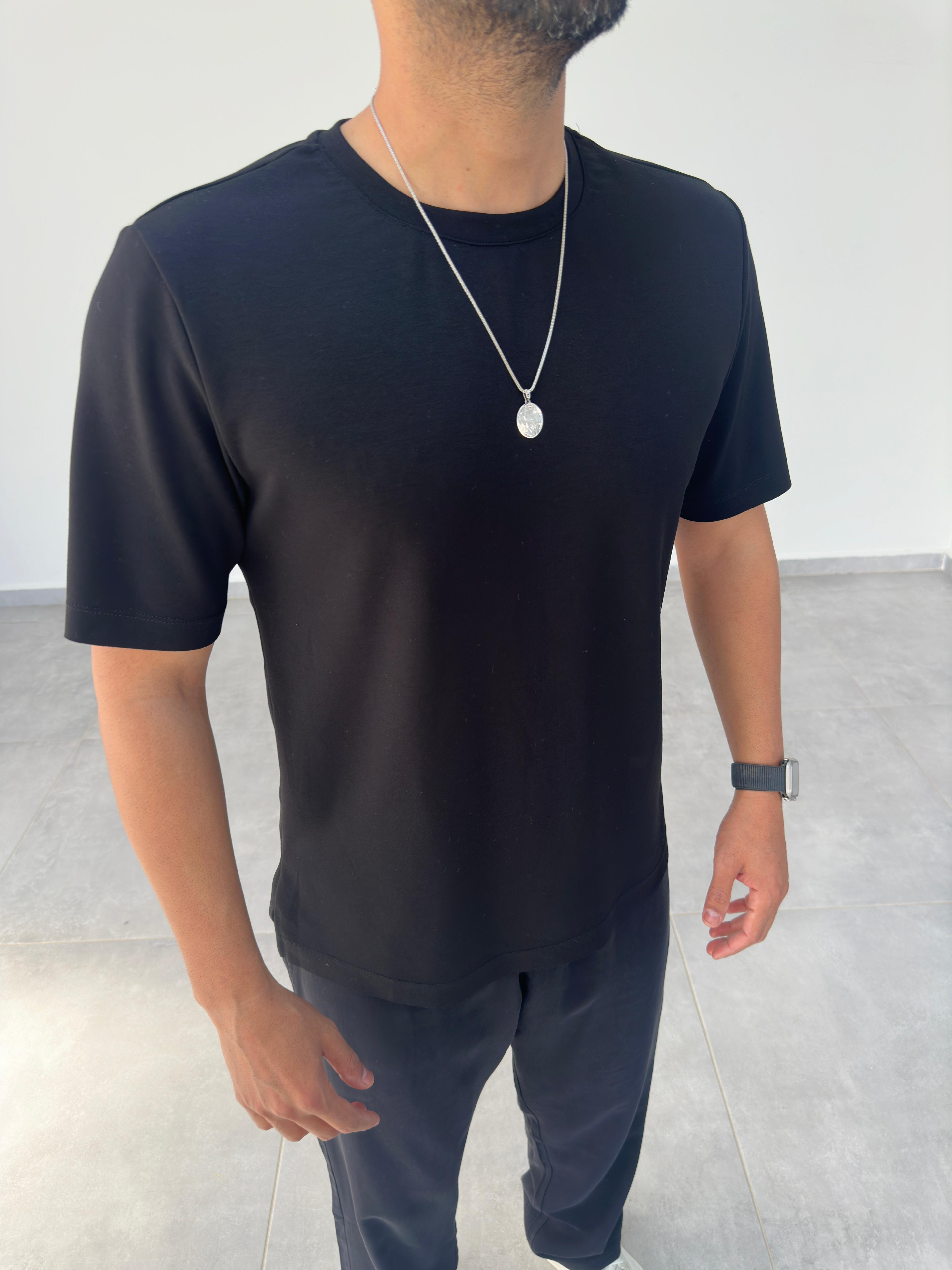 Siyah Renk Oysho Kumaş Basic T-shirt