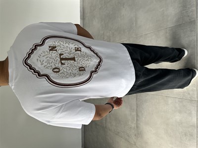 Beyaz Renk Nakış Ve Örme Harf Detaylı Oversize T-Shirt