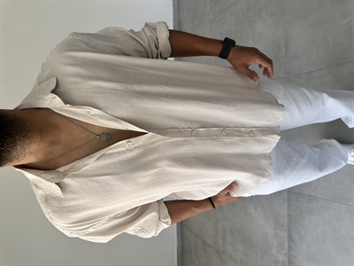Bej Renk Modal Kumaş Oversize Kesim Basic Gömlek