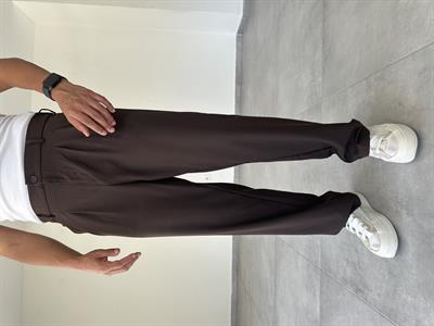 Kahve Renk Basic Baggy Kumaş Pantolon