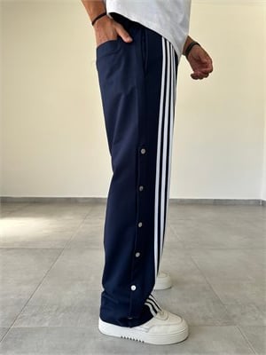 Lacivert Renk Düğme Detaylı Baggy Kesim Eşofman