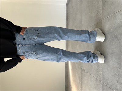 Yıkama Ve Eskitme Detaylı Baggy Kesim Kot Pantolon