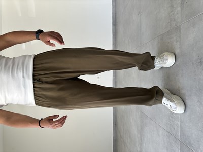 Modal Kumaş Haki Yeşil Renk Basic Baggy Pantolon