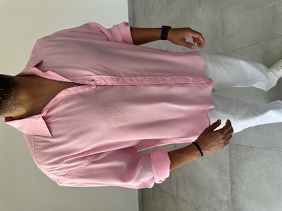 Pembe Renk Modal Kumaş Oversize Kesim Basic Gömlek