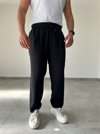 Tensel Kumaş Siyah Renk Boyfriend Rahat Kesim İnce Jogger