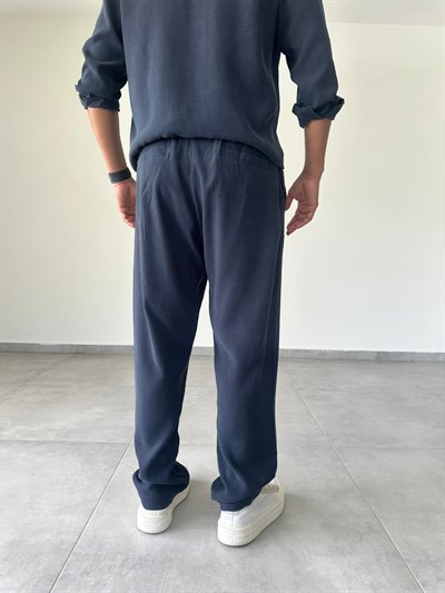 Modal Kumaş Lacivert Renk Basic Baggy Pantolon