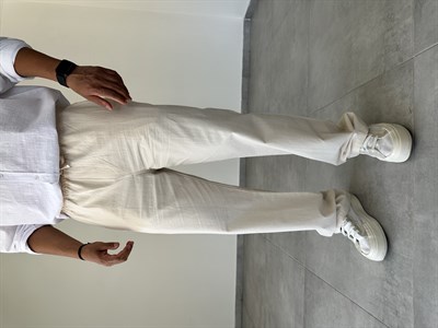 Gabardin Kumaş Bej Renk Rahat Kesim İnce Baggy Pantolon
