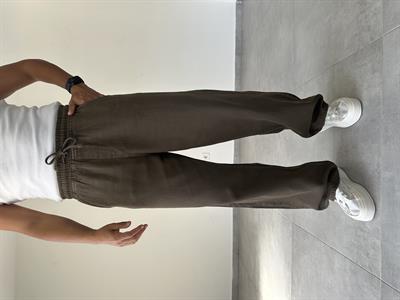 Kahve Renk Gabardin Kumaş Bol Kesim Baggy Pantolon