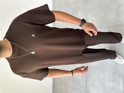 Kahve Renk Modal Kumaş Rahat Kesim T-Shirt