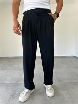 Siyah Basic Baggy Kumaş Pantolon
