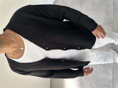 Siyah Renk Örme Basic Oversize Hırka