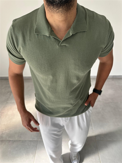 Polo Yaka Yeşil Renk Triko T-Shirt
