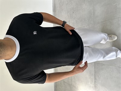 90s Nakış Detaylı Siyah Renk Retro T-Shirt