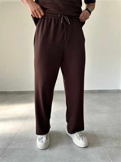 Modal Kumaş Kahve Renk Rahat Kesim Baggy Pantolon