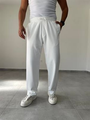 Beyaz Renk Örme Gabardin Baggy Pantolon