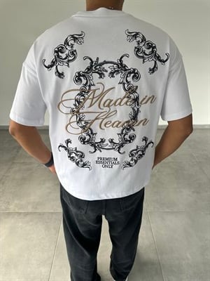 Beyaz Renk  Made İn Heaven Nakış Ve Baskılı Oversize T-Shirt
