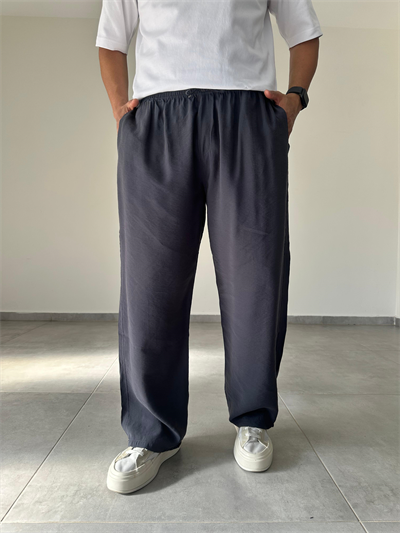 Tensel Kumaş Füme Renk Rahat Kesim İnce Baggy Pantolon