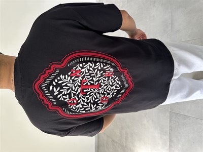 Siyah Renk Nakış Ve Örme Harf Detaylı Oversize T-Shirt