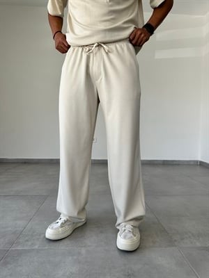 Bej Renk Modal Kumaş Rahat Kesim Baggy Pantolon