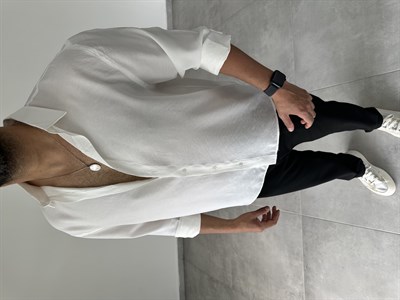Beyaz Renk Modal Kumaş Oversize Basic Gömlek